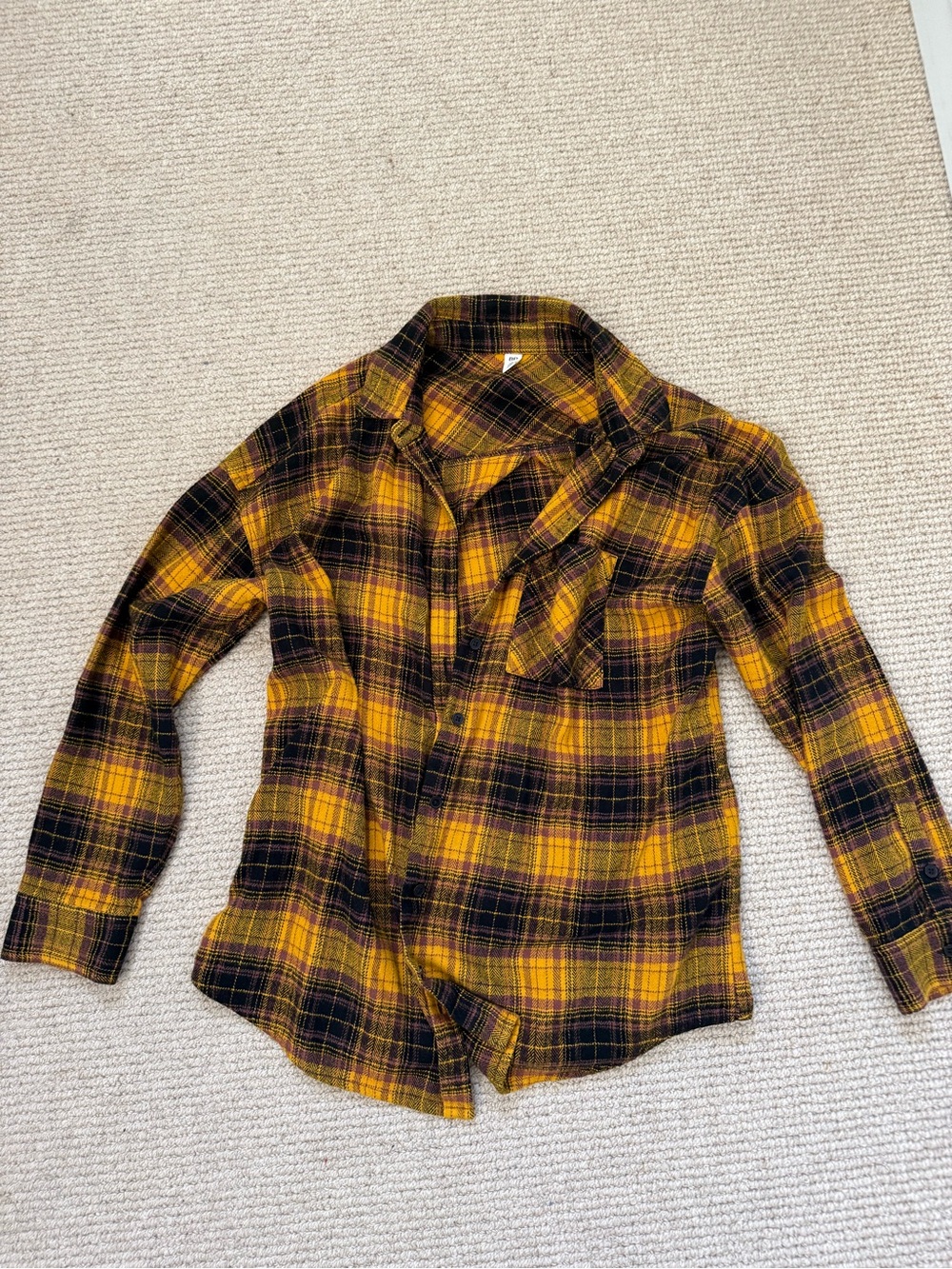 bp Yellow and Black Plaid Button-Down Shirt